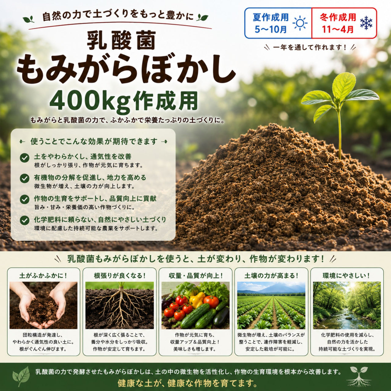 乳酸菌もみがらぼかし400kg作成セット