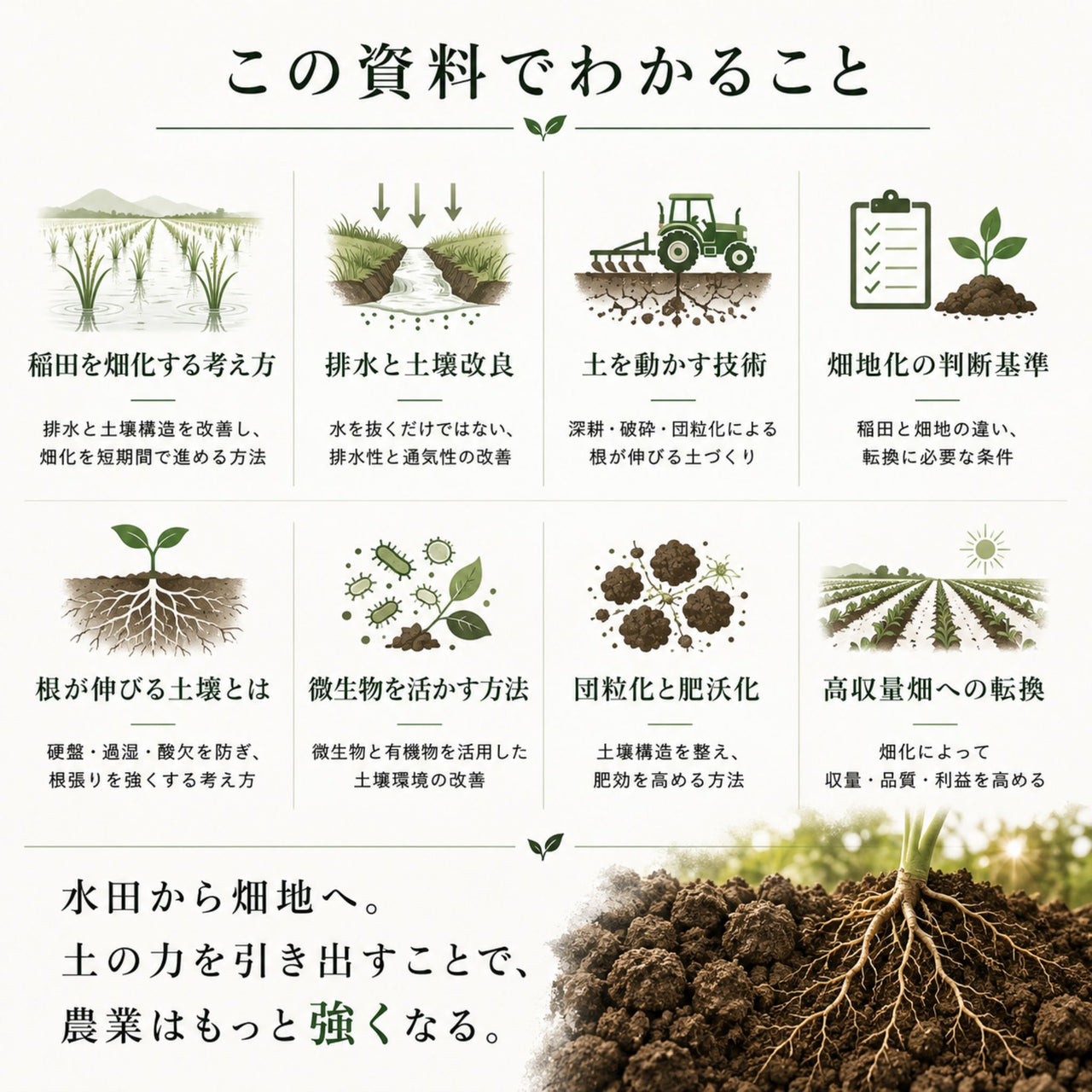 【有料資料】稲田を畑地に転作する方法