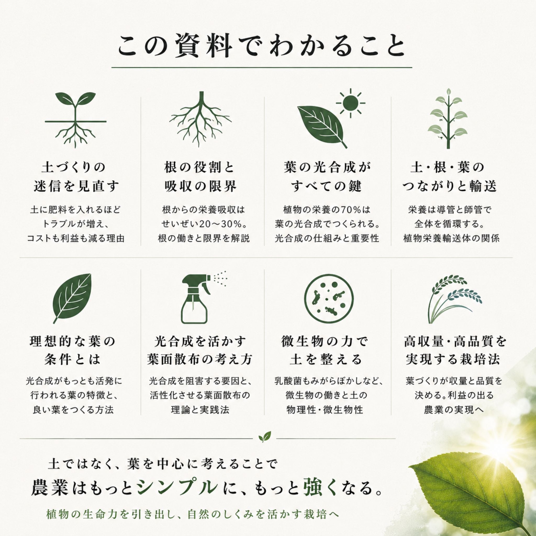【有料資料】光合成で葉づくりすれば農業のやり方は劇的に変化する