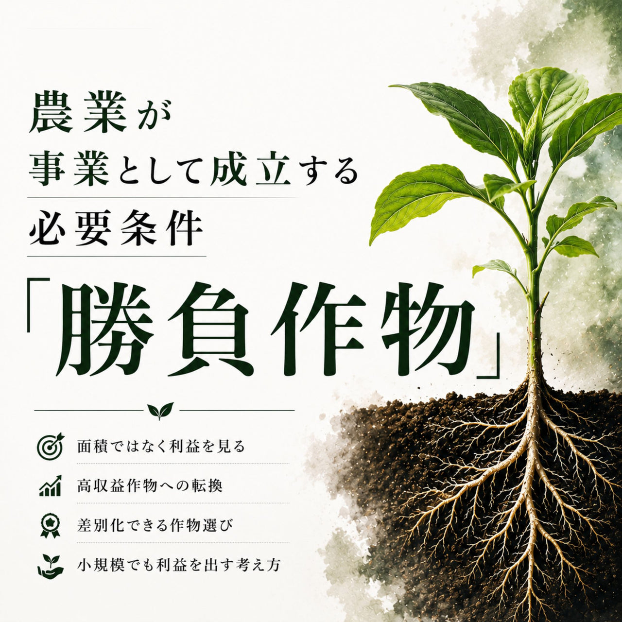 【有料資料】農業が事業として成立する必要条件「勝負作物」